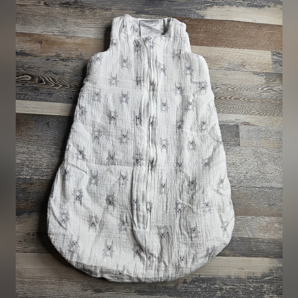 Aden & Anais Sleep Sack Size Medium Gray Bunnies Pattern Zip Front